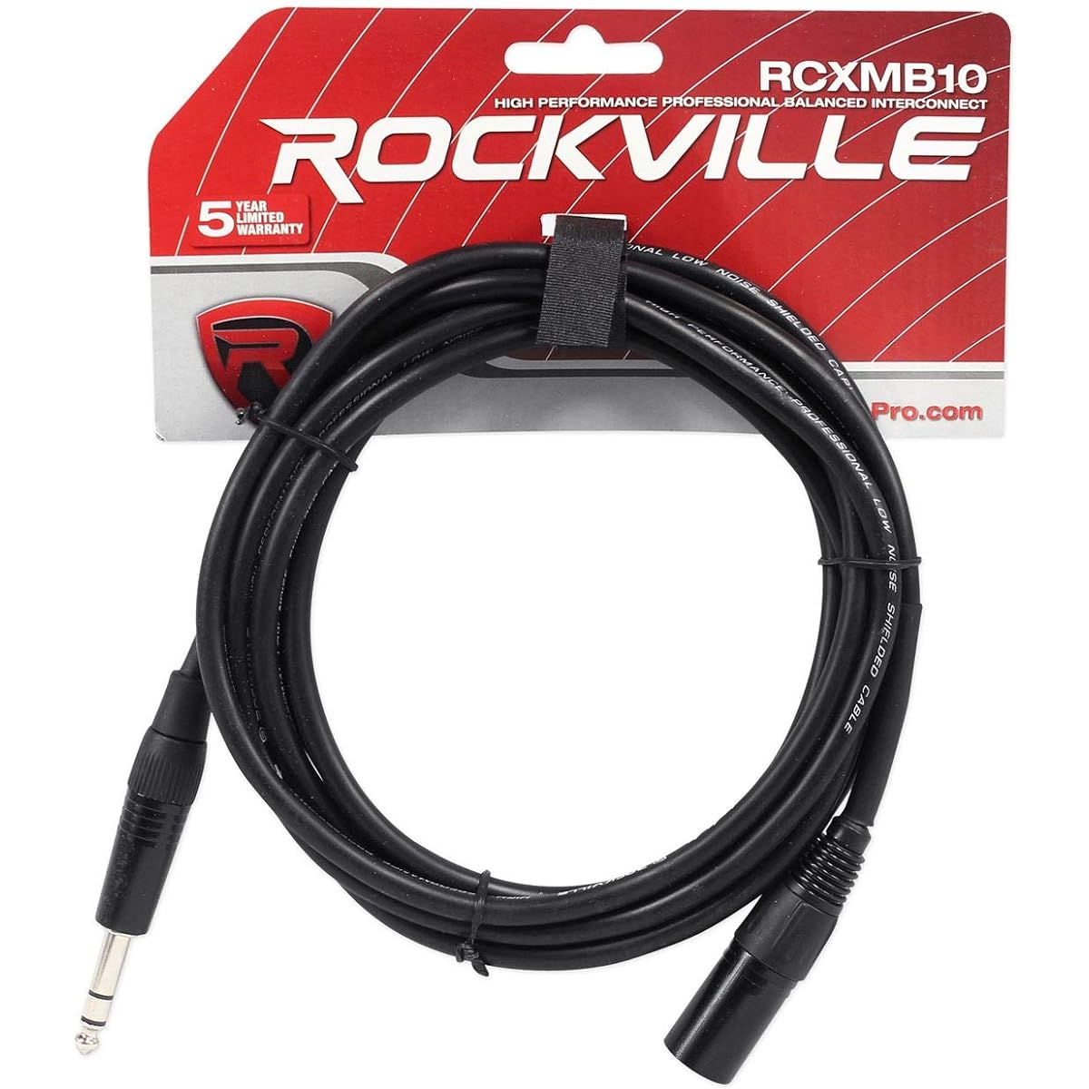 Rockville RCXMB3R 3' Male REAN XLR to 1/4" TRS Cable Red 100% Copper 3' (RCXMB3-R)