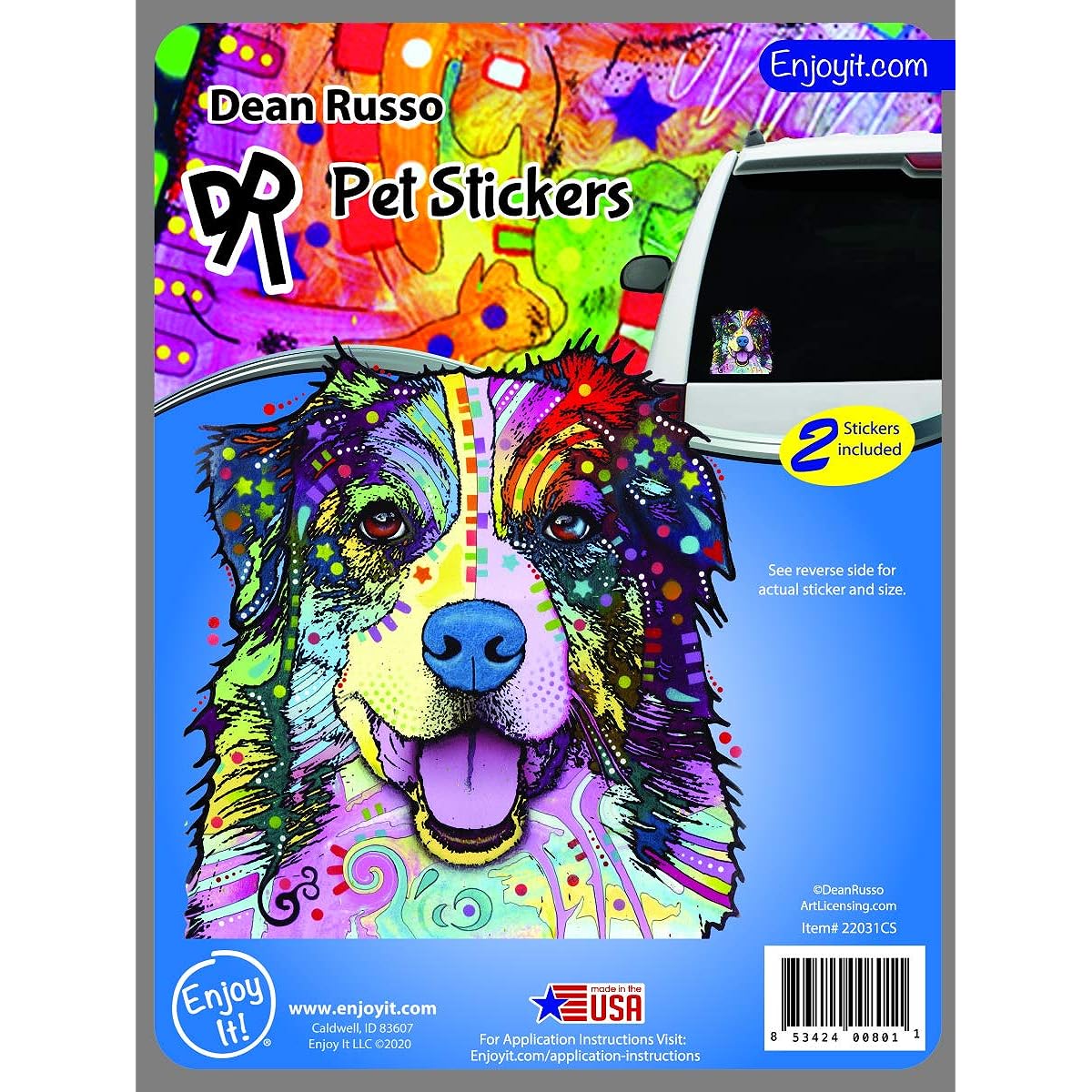 Enjoy It! Australian Shepherd Sticker - Artwork by Dean Russo.