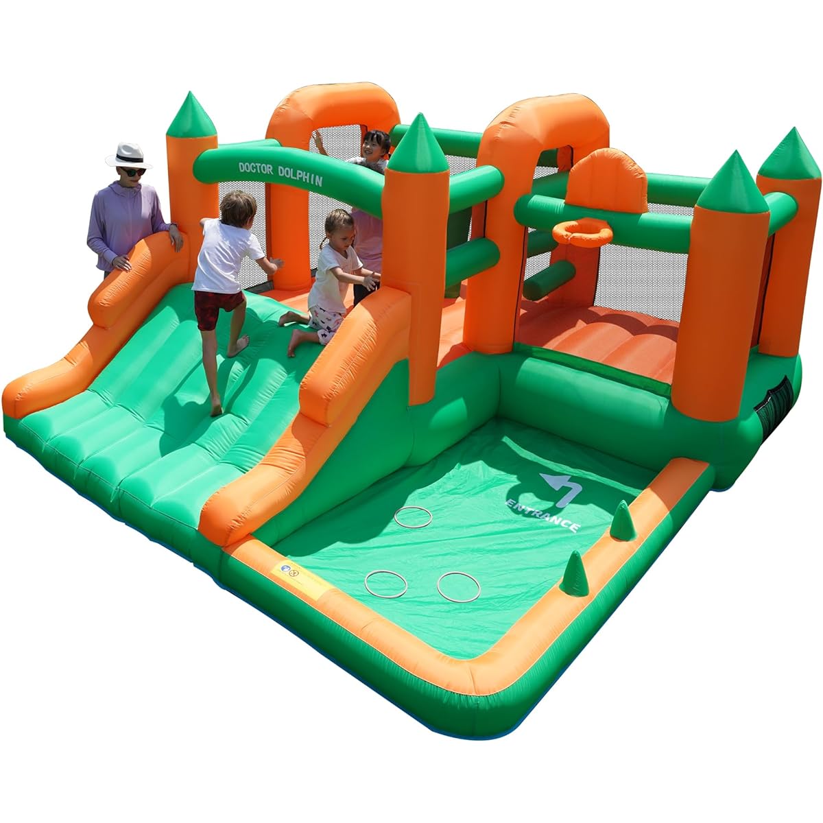 Doctor Dolphin Toddler Bounce House Ball Pit Inflatable Slide Bouncer Jump Bouncy with Blower for Kids Ages 2-12 (72064)