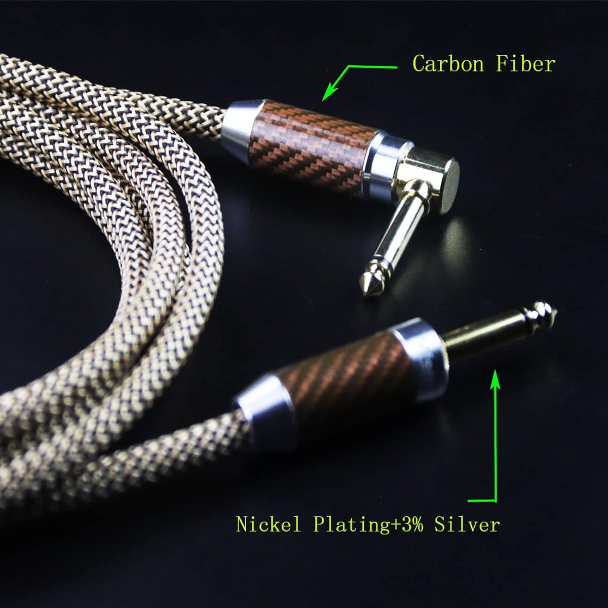 1/4" Right Angle Instrument Cable - 15' (Gold)