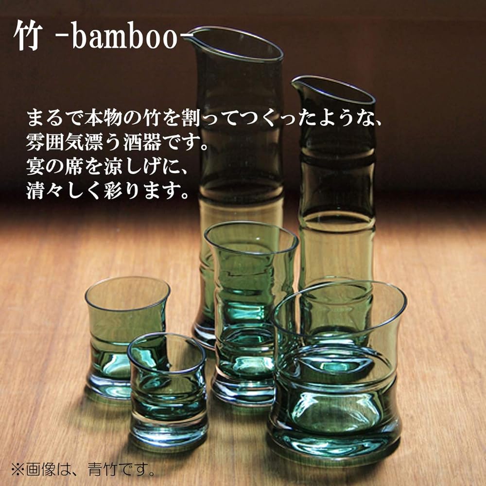 Sakeware set: Hirota Glass 86083-W Hyotake Sakeware Set Large Long Katana mouth size φ6.2xH22cm 430ml Guinomi size φ5.7xH7cm 80ml 115472 Made in Japan