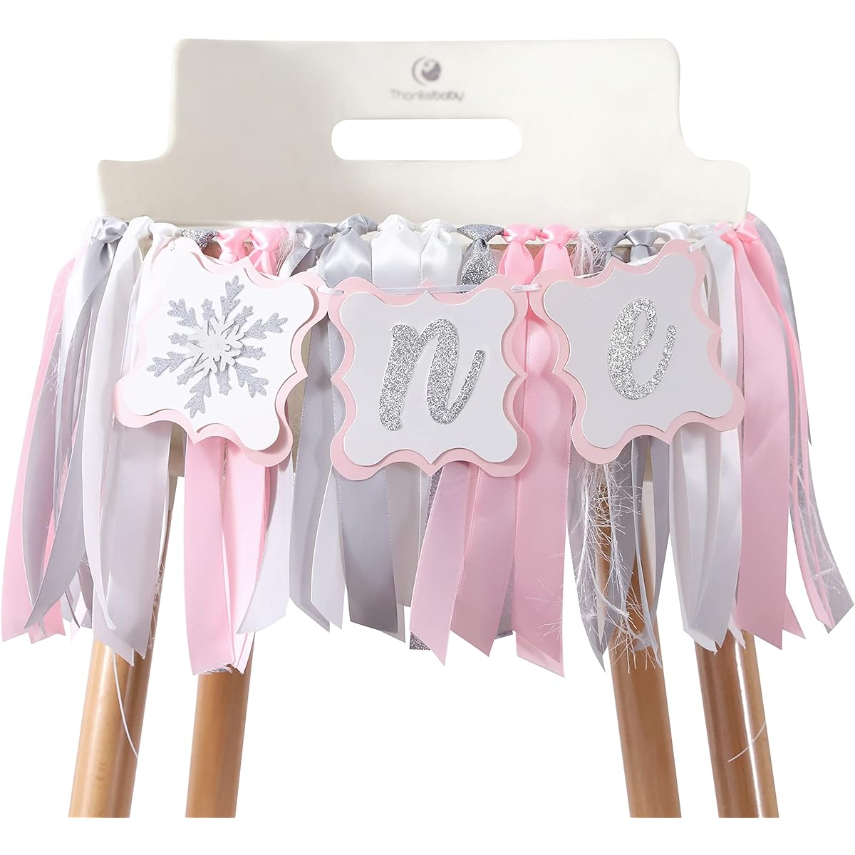 Winter Wonderland Highchair Banner - Winter Wonderland Decorations, Winter Wonderland 1st Birthday Decorations for Boys/Girls, Winter Wonderland Party Decorations, Snowflakes 1st Decorations for Girls (Pink)