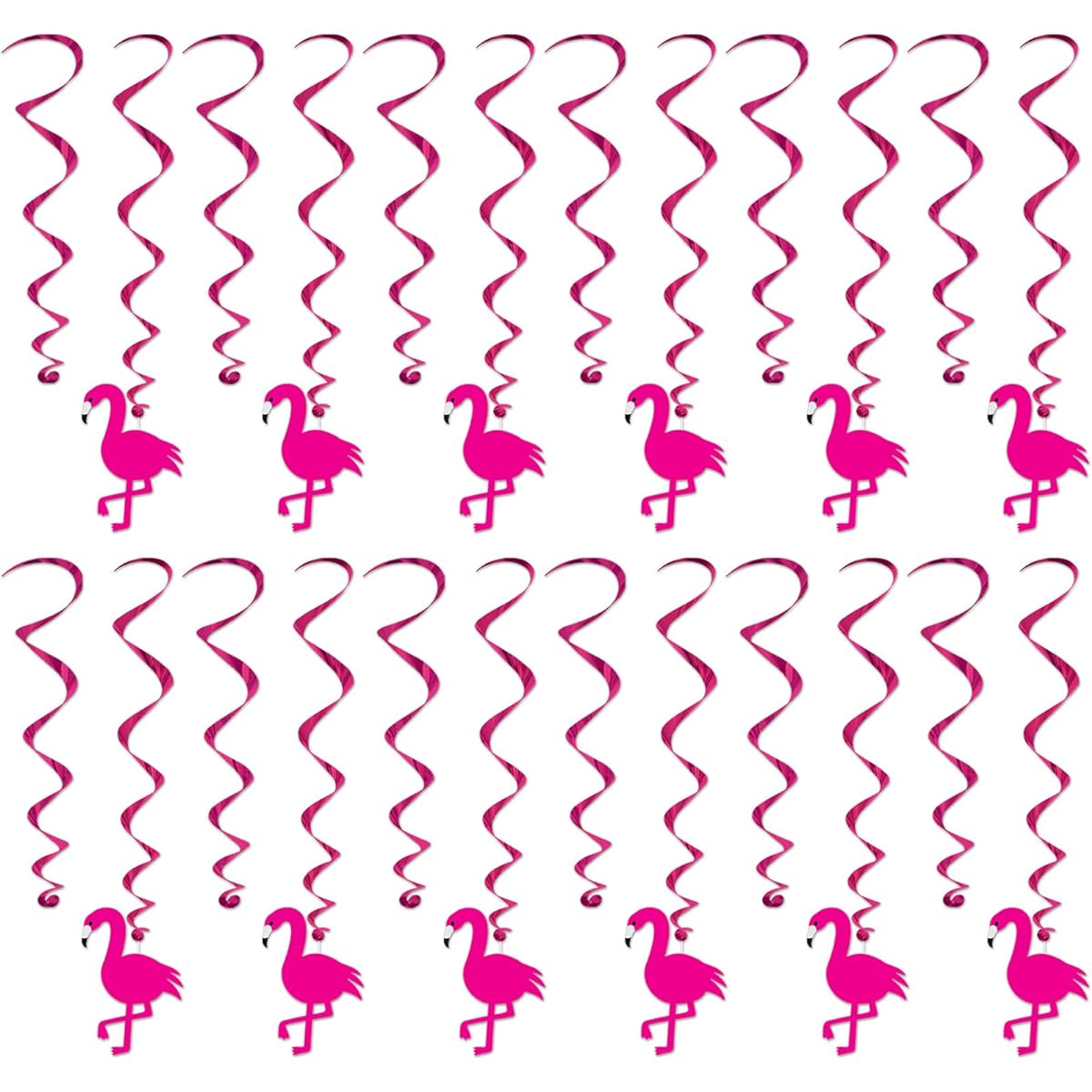 Beistle 24 Pieces Flamingo Swirls Luau Party Decorations Hawaiian Tropical Hanging Spirals 17-25.5 Inch Cherry Pink