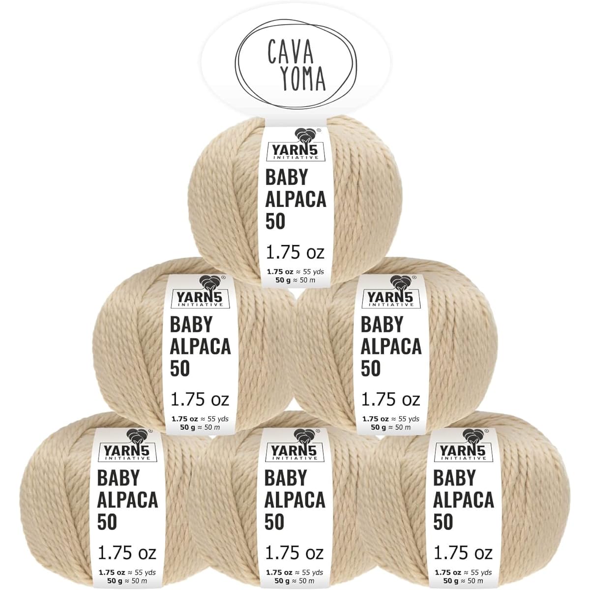 CAVAYOMA 100% Baby Alpaca Yarn Chunky 30+ Colors (No Itch) #5 Bulky Baby Alpaca Yarn for Knitting & Crocheting 6 Balls (300g 10.5oz) Handpicked Quality from Peru - Sandcastle Beige