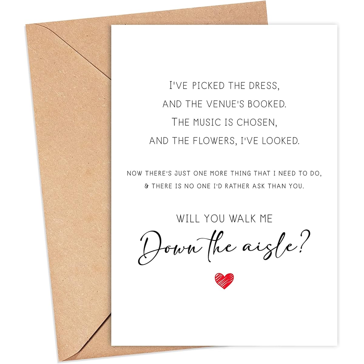 Will You Walk Me Down The Aisle - Proposal Note Card - No One I'd Rather Ask Poem - Gift from the Bride 1