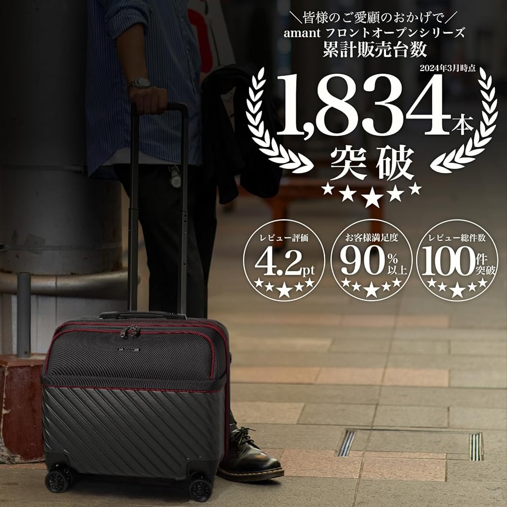 [amant] Suitcase Carry Case Carry Bag Front Open Horizontal Carry-On S Size TSA Dial Lock Double Casters 10028 1-3 Nights 3.1kg 33L Total 3 Sides 111.5cm Navy