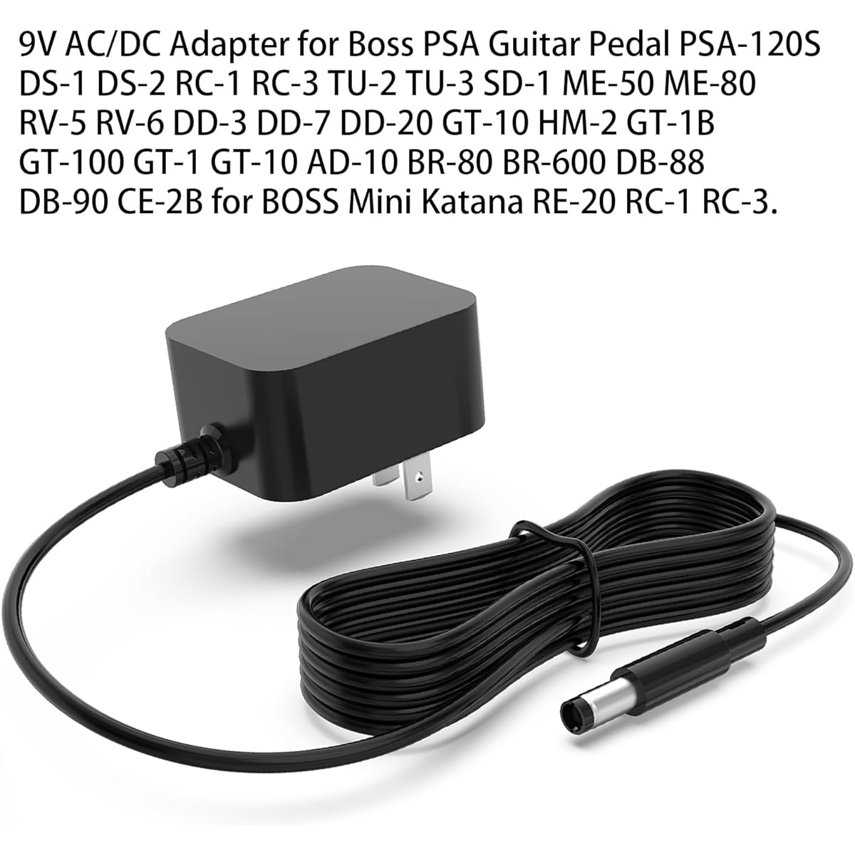 9V Power Adapter for Boss Guitar Pedals Easily power multiple pedals with 1000mA current Replacement for Boss PSA-120S Power Adapter