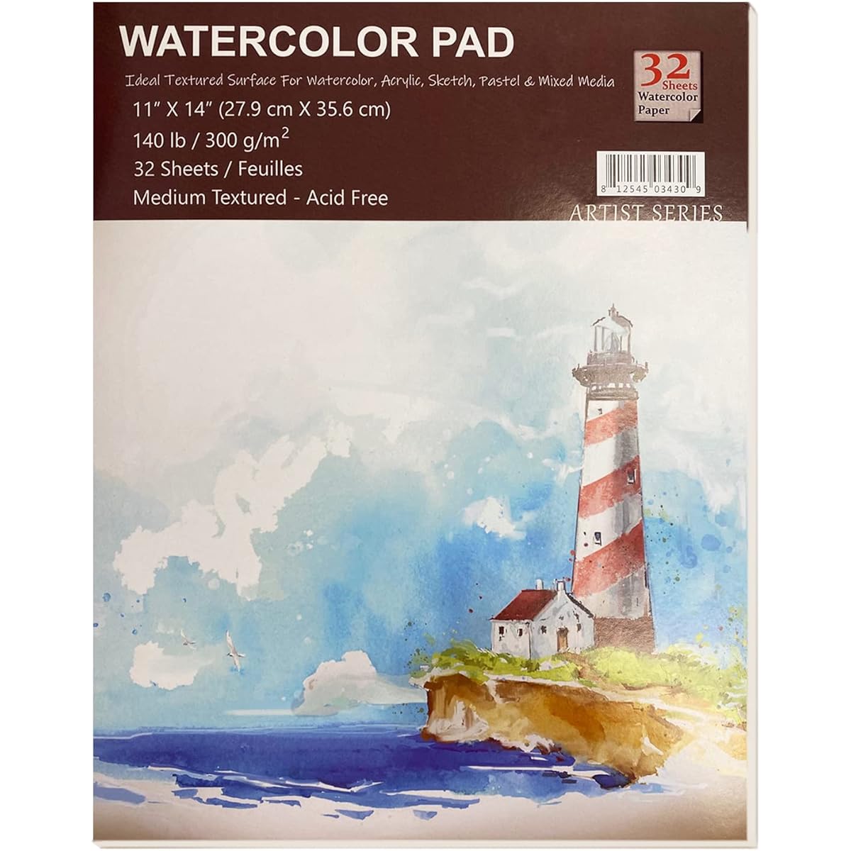 GIFTEXPRESS Watercolor Pad 11" x 14" 32 Sheets (140lb/300gsm) Medium Textured Acid Free Sheets Watercolor Art Supplies (2)