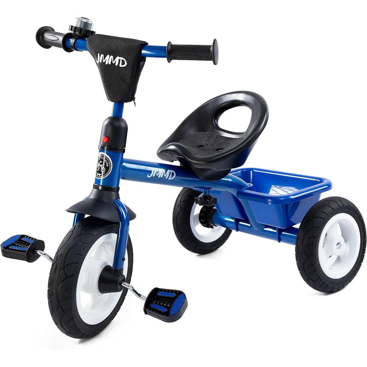 JMMD Toddler Tricycle, Children's Tricycle, Tricycle with Adjustable Seat, Storage Basket, Rubber Tires, Easy to Install, Riding Bicycle, Gift for Boys and Girls, 2 to 5 Years Old, Blue