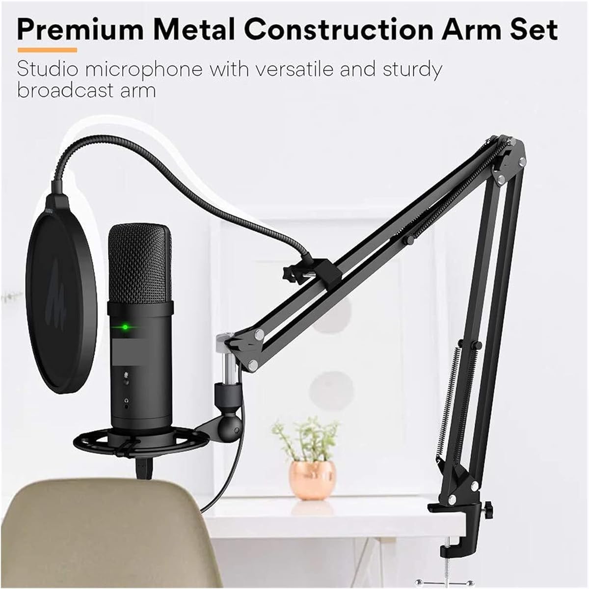 Microphone PM401 USB Microphone Set 192KHz/24bit Microfone Professional Cardioid Condenser Podcast Mic Mute Button & Jack Microphone Stand