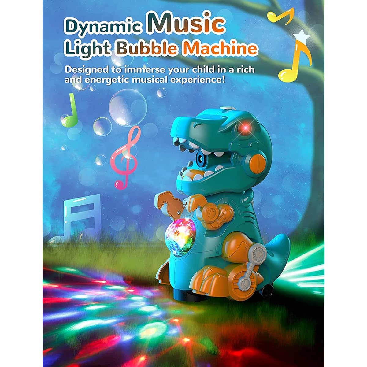 Contixo R9 Blue Dinosaur Bubble Machine for Toddlers Kids, Sound and Light Effects, Mobile & Stationery, 2 Settings, No Leaking, Bubble Machine for Kids/Girls/Boys