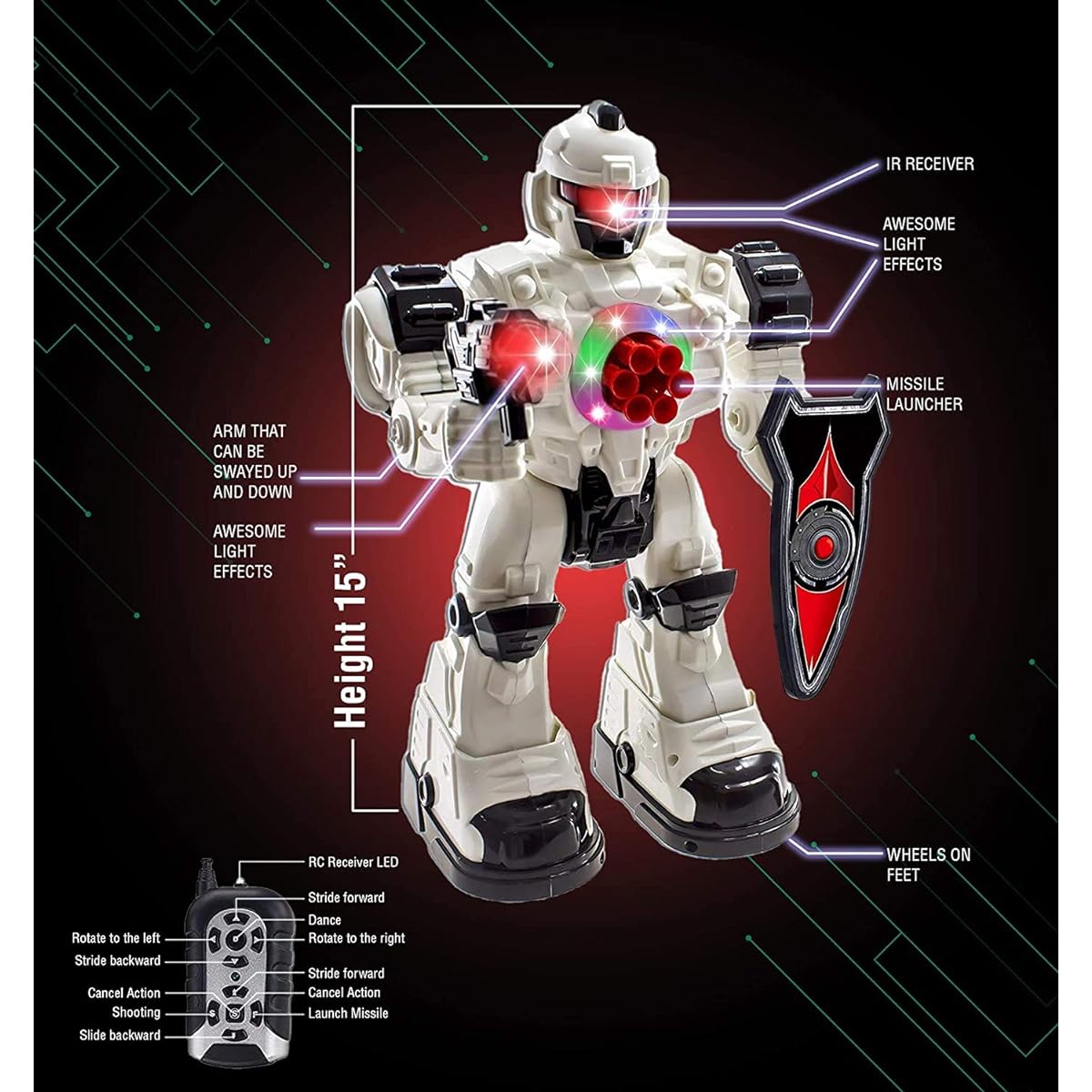WolVol Remote Control Robot Police Toy with Flashing Lights and Sounds, Great Action Toy for Boys [Parallel Import]