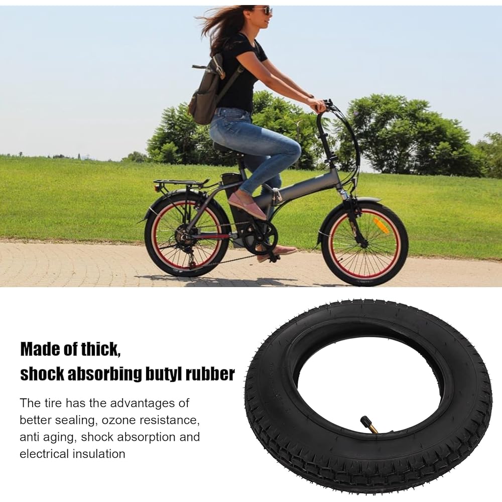 Bicycle Tire and Inner Tube, Inflatable Rubber Tire 12 1/2x2 1/4 (57‑203) Tire and Inner Tube Set with Angle Valve Stem for Electric Bicycle