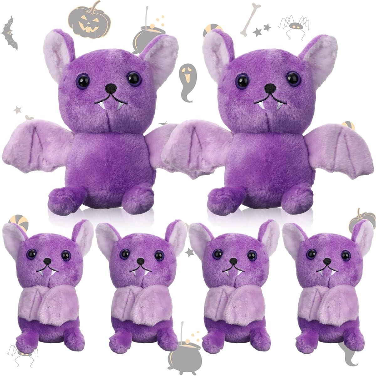 Jenaai 6pcs Halloween Stuffed Bat Toys Soft Stuffed Animals 5 Inch Cute Bat Stuffed Animals Holiday Goth Stuffed Bats Stuffed Animals for Kids Boys Girls Birthday Home Decoration (Purple)