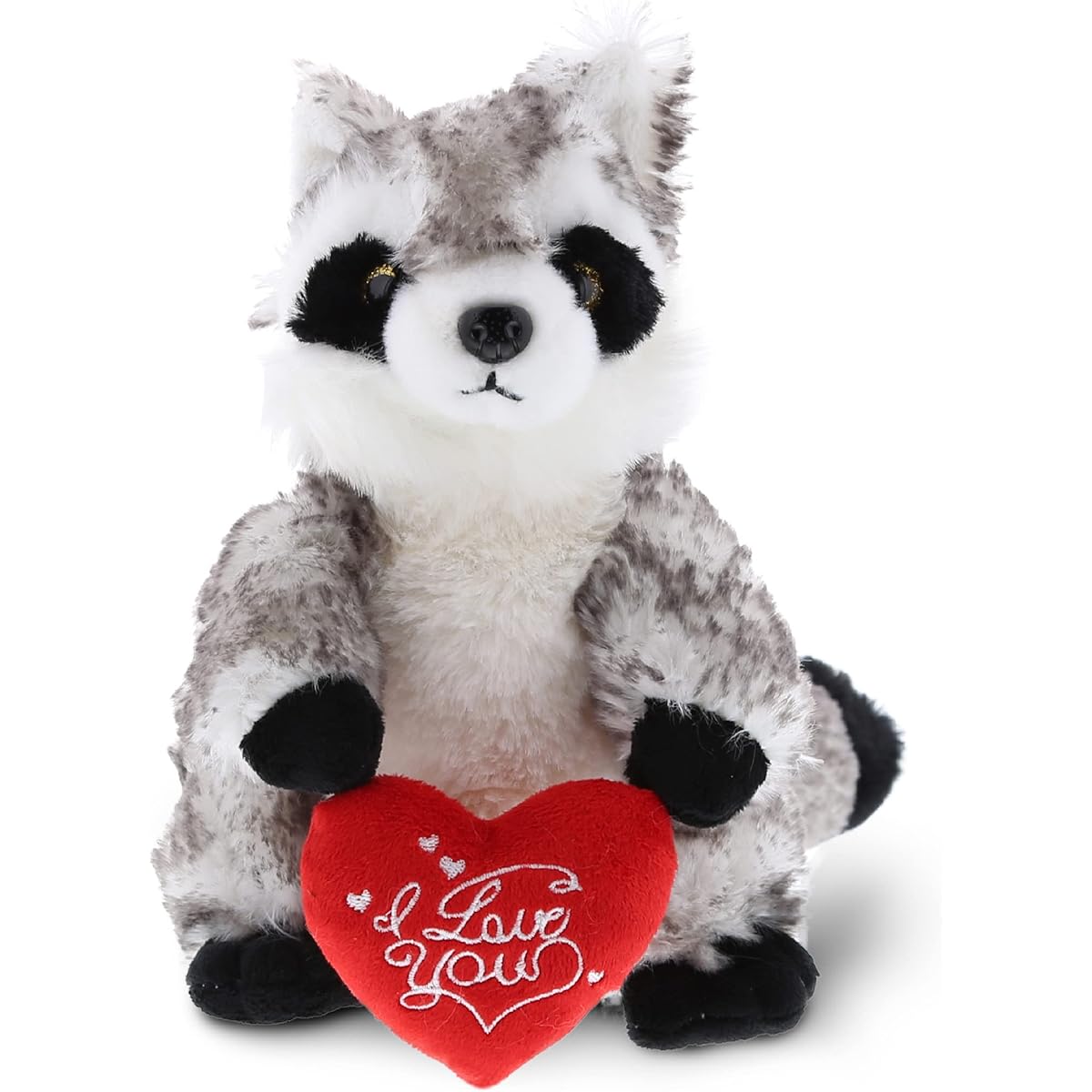DolliBu I Love You Plush Raccoon - Cute Stuffed Animal with Heart and Name Personalized for Valentine's Day/Anniversary/Special Occasion/Romantic Date/Boyfriend/Girlfriend Gift - 9"
