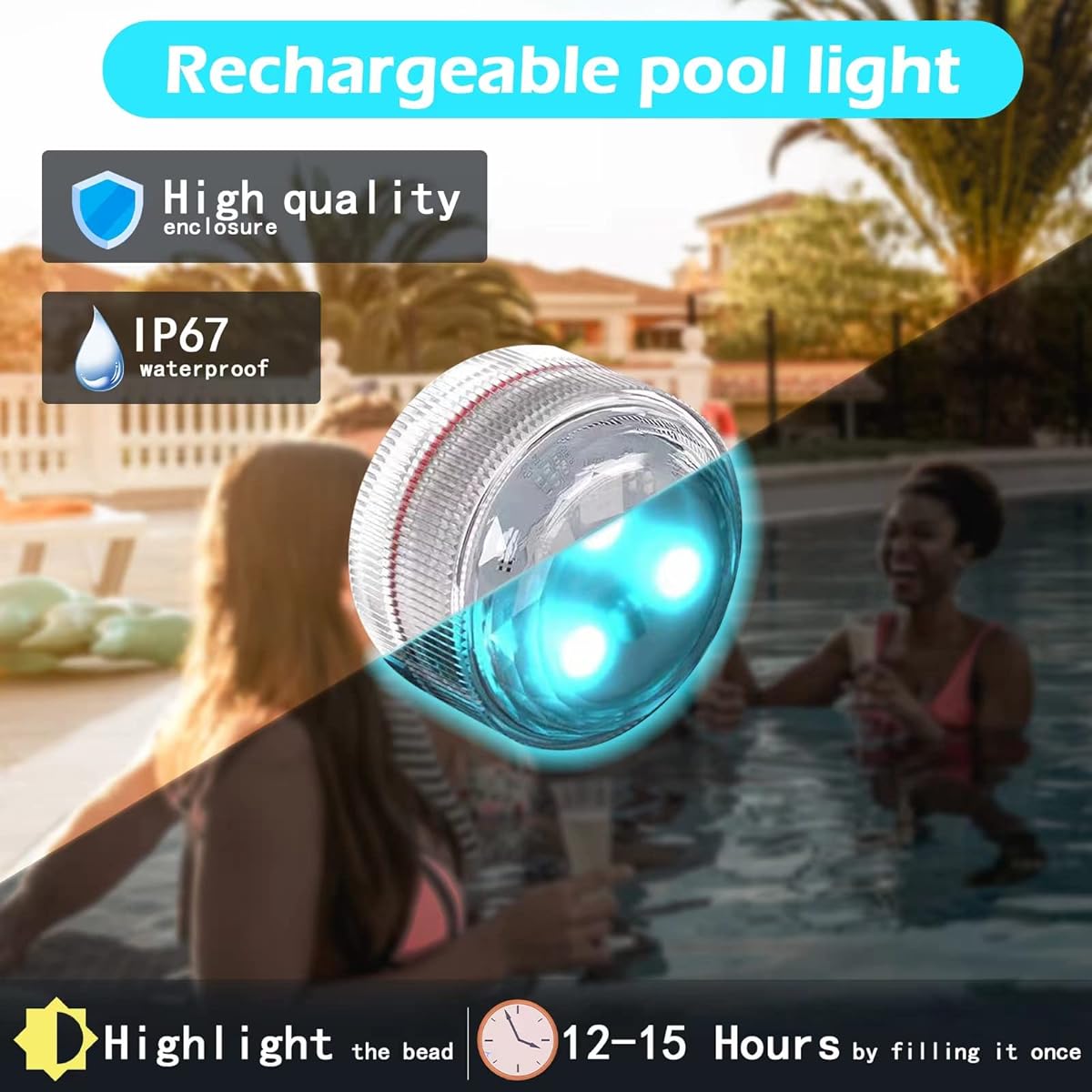WEINNLY Ultimate Pool Game Set, 14" Rechargeable Beach Ball, 16 Colors, 4 Modes, Fun Pool Games for Adults and Family, Pool Toys, Set of 5