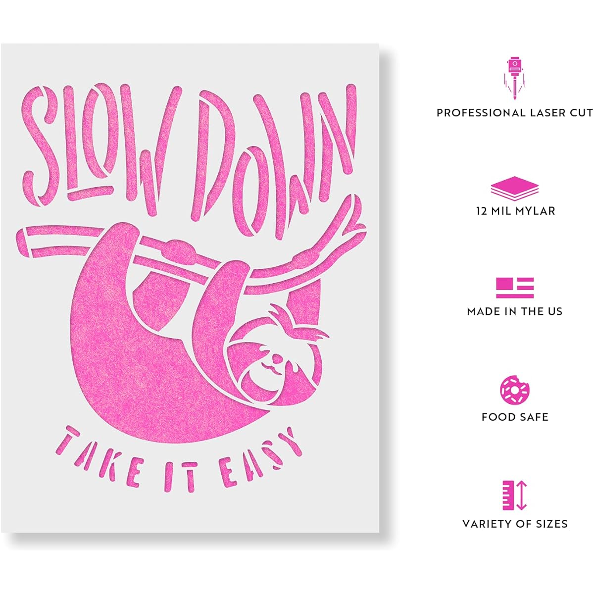 Slowdown Sloth Stencil - Reusable Stencils for Painting - DIY Slowdown Sloth Home Decor