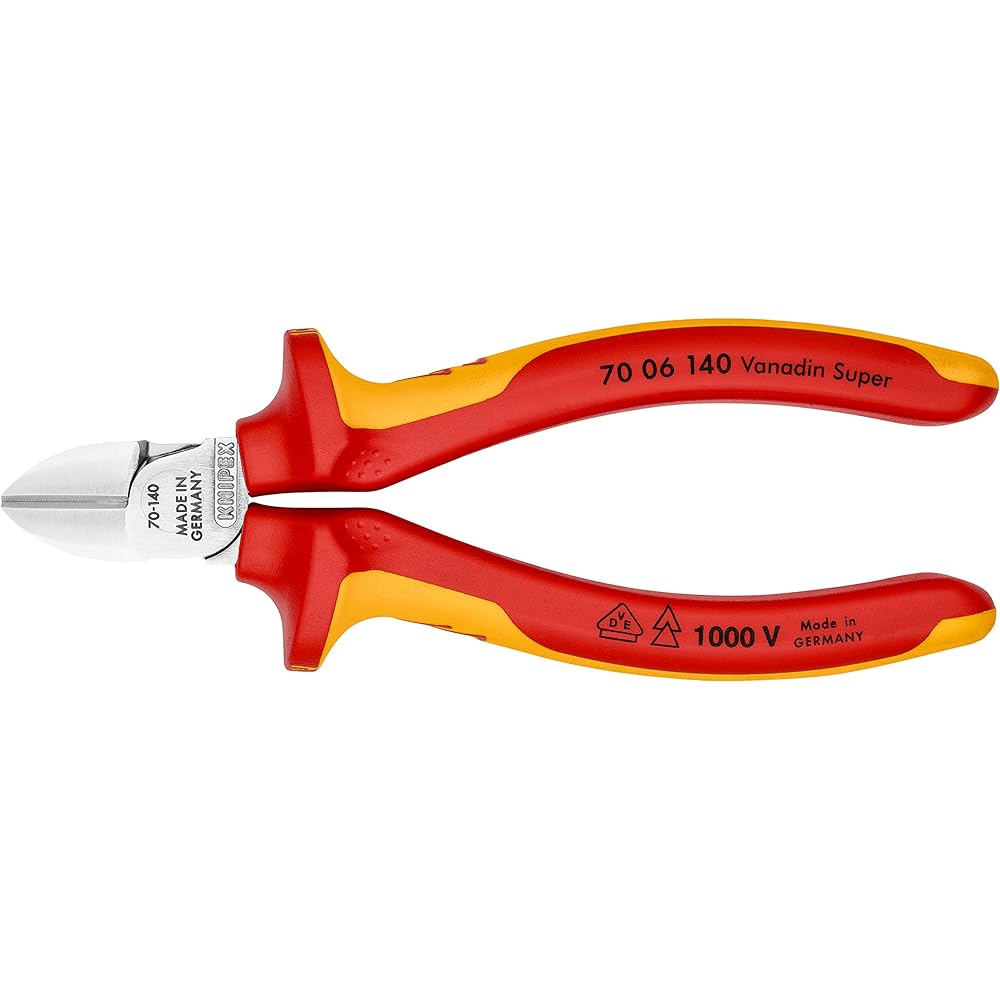 KNIPEX Insulated diagonal nipper 1000V insulation Total length 140mm 7006-140