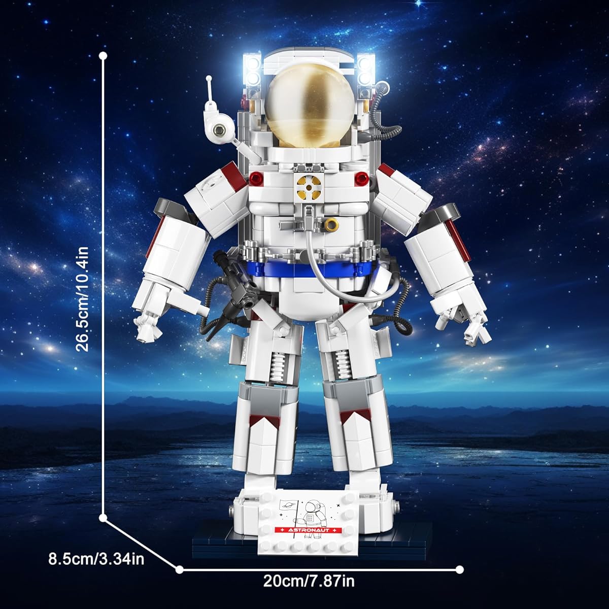 VONADO Astronaut Building Set for Adults, Flexible Astronaut Building Blocks Model with Display Stand and LED Lights, Astronaut Building Blocks Set for Boys and Girls Ages 8-14 (789 Pieces)