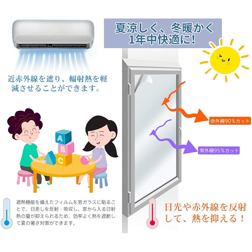 KTJ Window Film, Window Insulation Sheet, Glass Shatter Prevention Supplies, Magic Mirror Film, Blindfold Sheet, Architectural Building Glass Film, Blind Sheet Window Film, UV Protection, Glass Shard Shatter Prevention Film (90cm x 500cm, Silver)