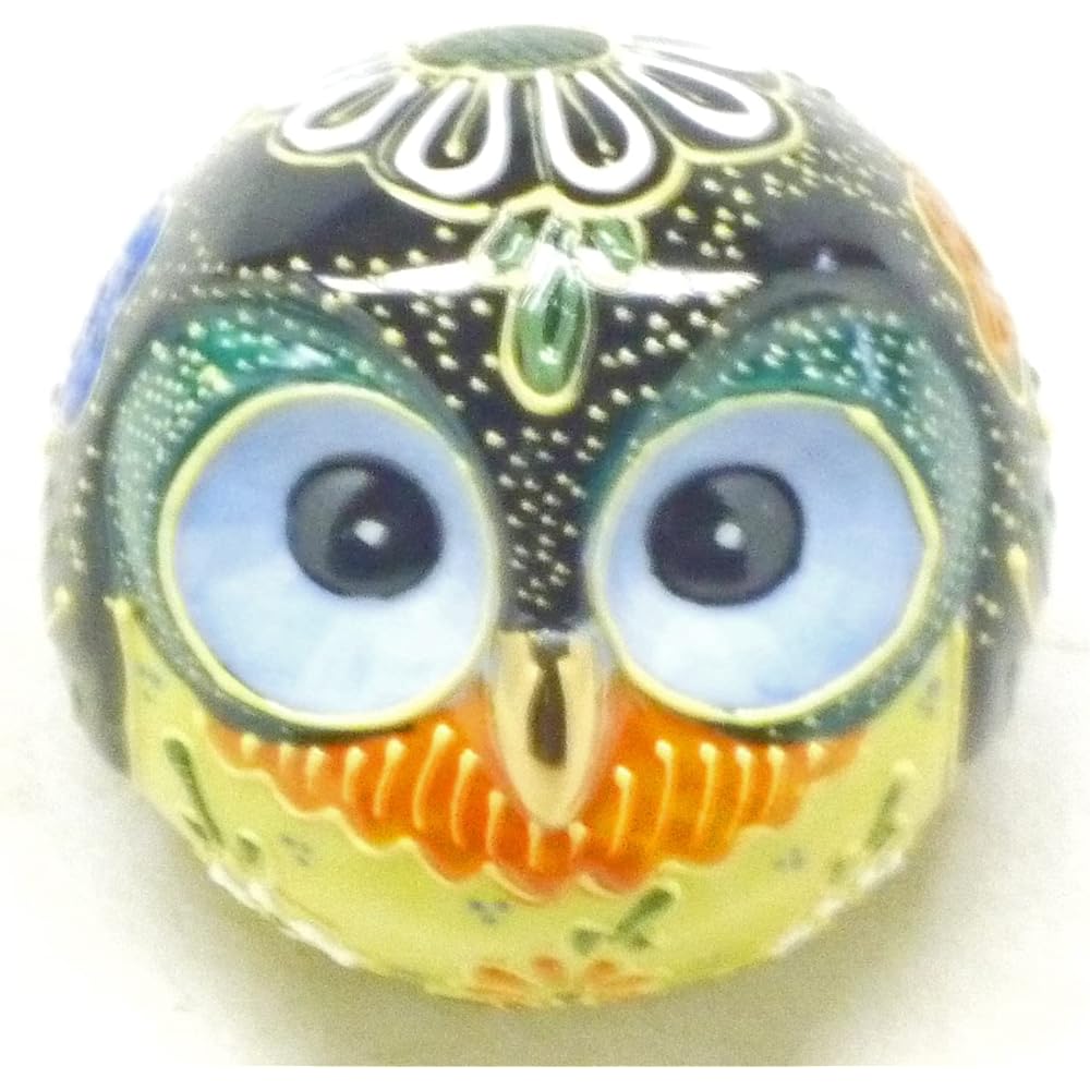 Kutani Ware Owl Owl Good Luck Ornament Deco-Mori Black Size 2.2