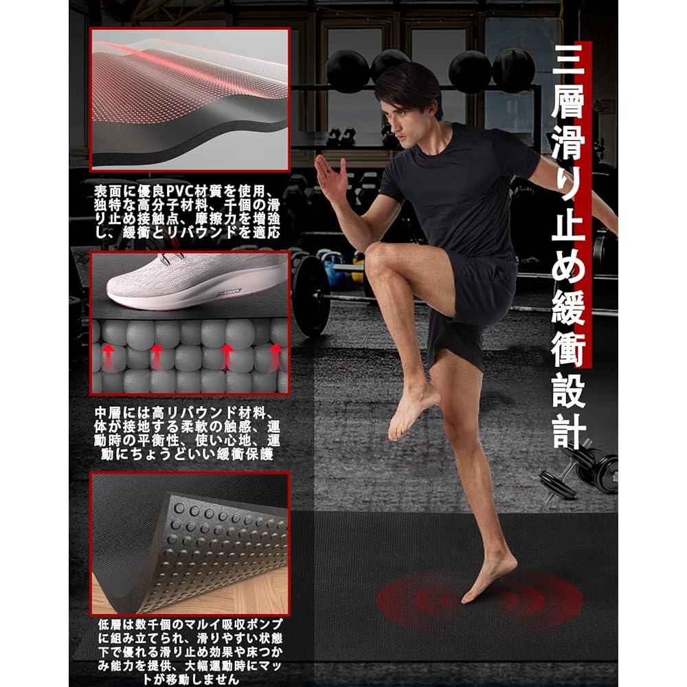 YUREN Yoga Mat Thick 6mm Wide 122*183cm Exercise Mat Aero Bike Training Mat Shock Absorption Anti-Slip Multifunctional Durable Non-toxic Storage Band Included