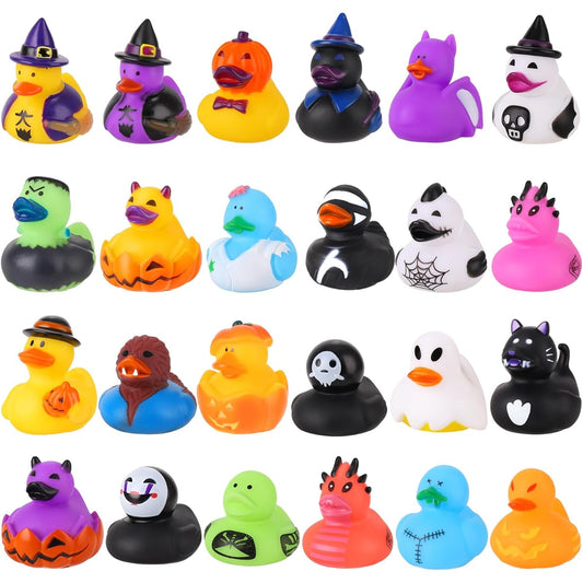 ANGGIKO 24 Pack Halloween Rubber Ducks Bulk Halloween Jeep Ducks Baby Bath Toys for Kids Halloween Party Favors Basket Stuffers Trick or Treat Supplies Goodie Bag Fillers (Halloween Ducks)
