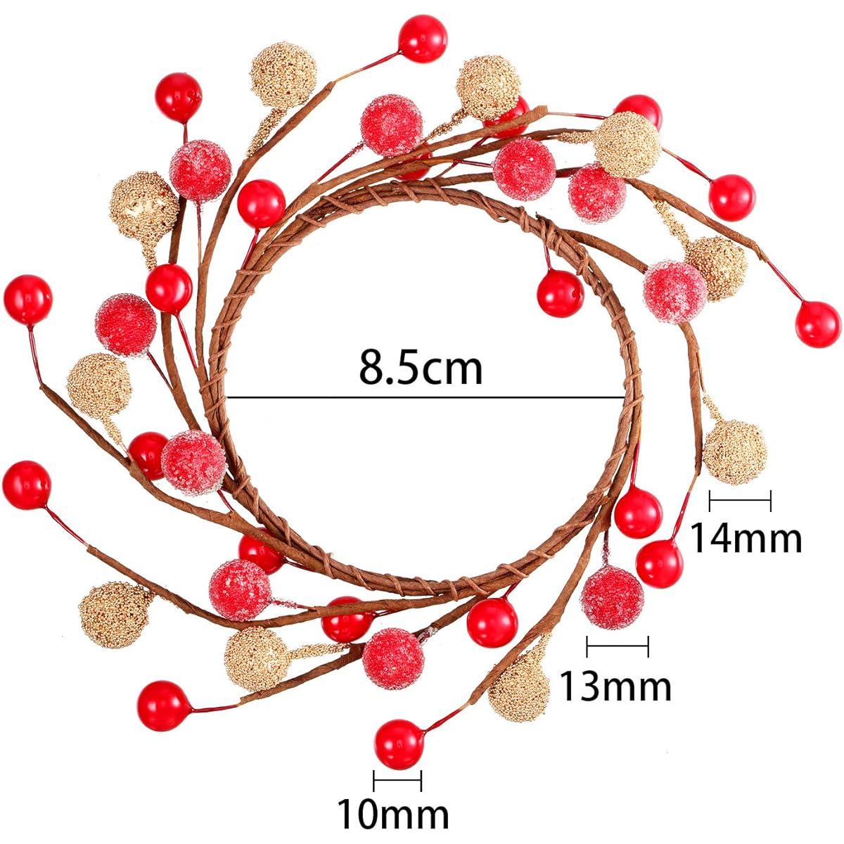 WILLBOND Christmas Candle Ring Wreath Mini Fall Berry Twig Wreath Candle Wreath Farmhouse Candle Wreath Ring Table Centerpiece Decor for Christmas Thanksgiving Party Frost Berries 6 Pack