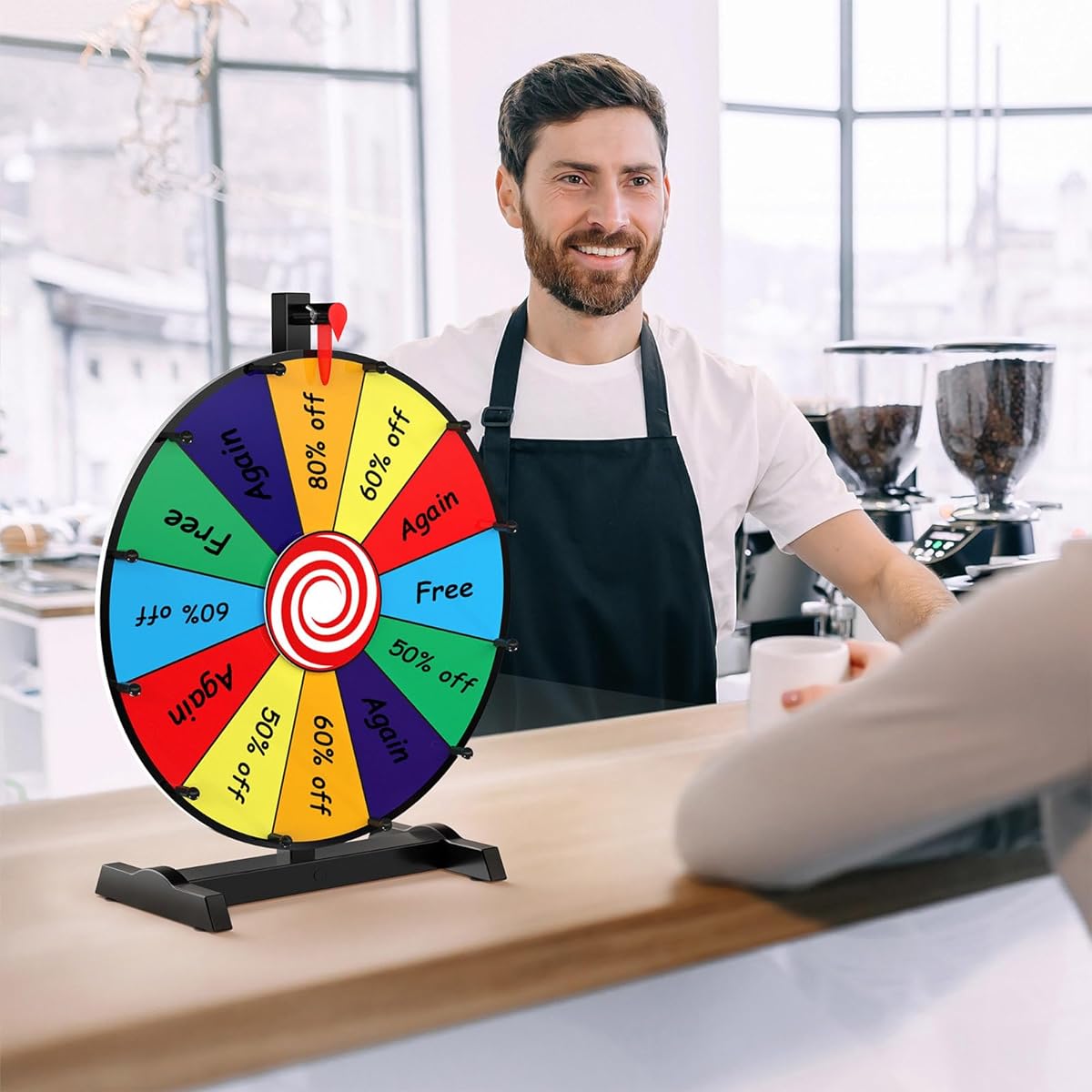 XvmeiMym 15" Spinning Prize Wheel 12 Slots Tabletop Spinner Heavy Duty Base Roulette Wheel for Carnival Trade Show Win Fortune Spin Game