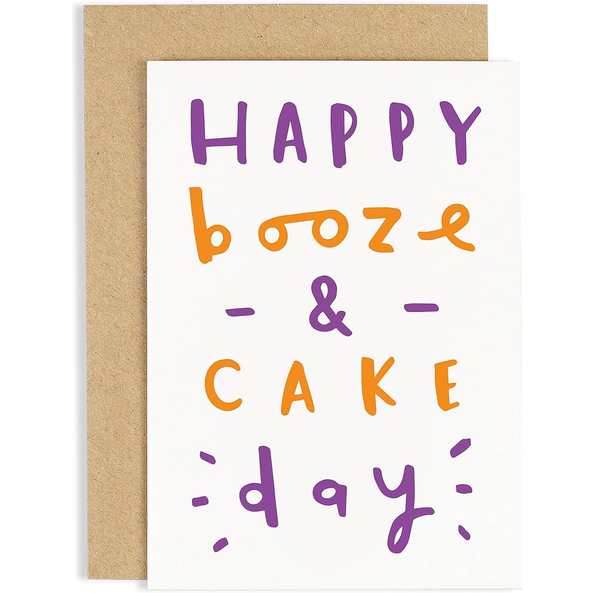 Old English Co. Happy Booze Cake Day Funny Birthday Card for Him and Her - Cute Funny Happy Birthday for Mom, Dad, Bored One, Sister, Friend | Joke Humor Design | Blank Inside & Envelope Included