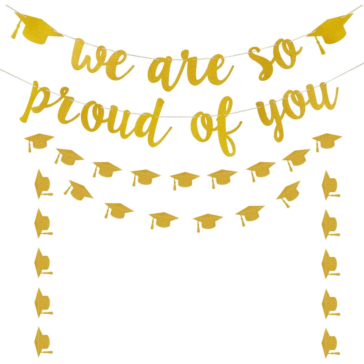 Gold Glitter We are So Proud of You Banner, Gold Congratulations Graduation Banner, Graduation Decorations, 2023 Banner, Graduation Party Decorations Supplies