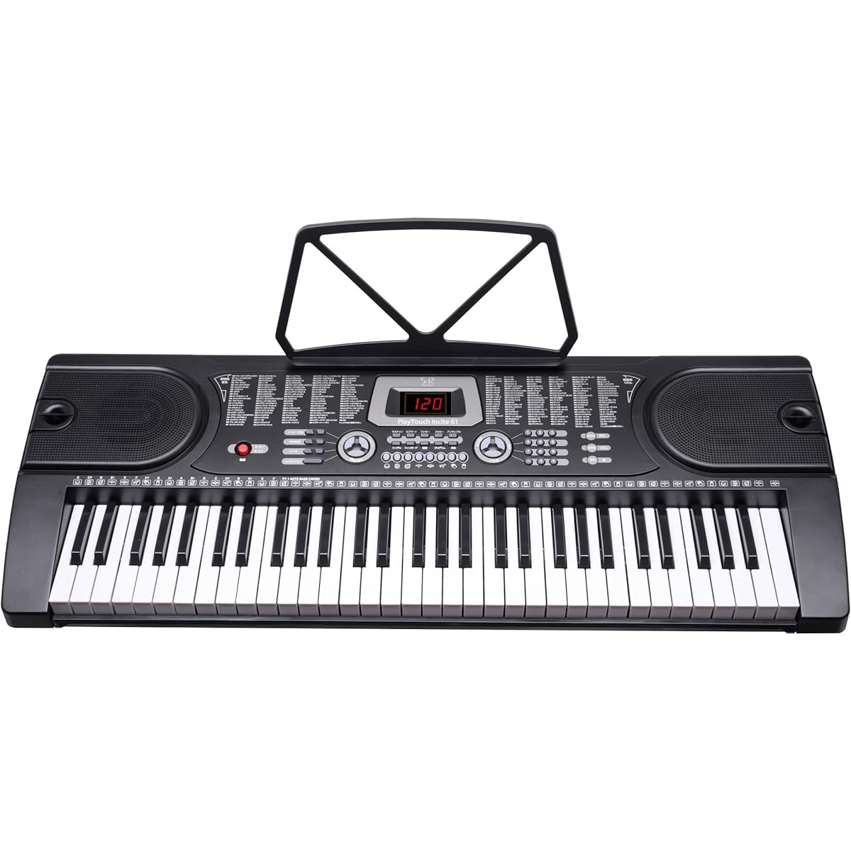 SunRuck PlayTouch Insight 61 Electronic Keyboard, 61 Keys, Japanese Language, Black, SR-DP06