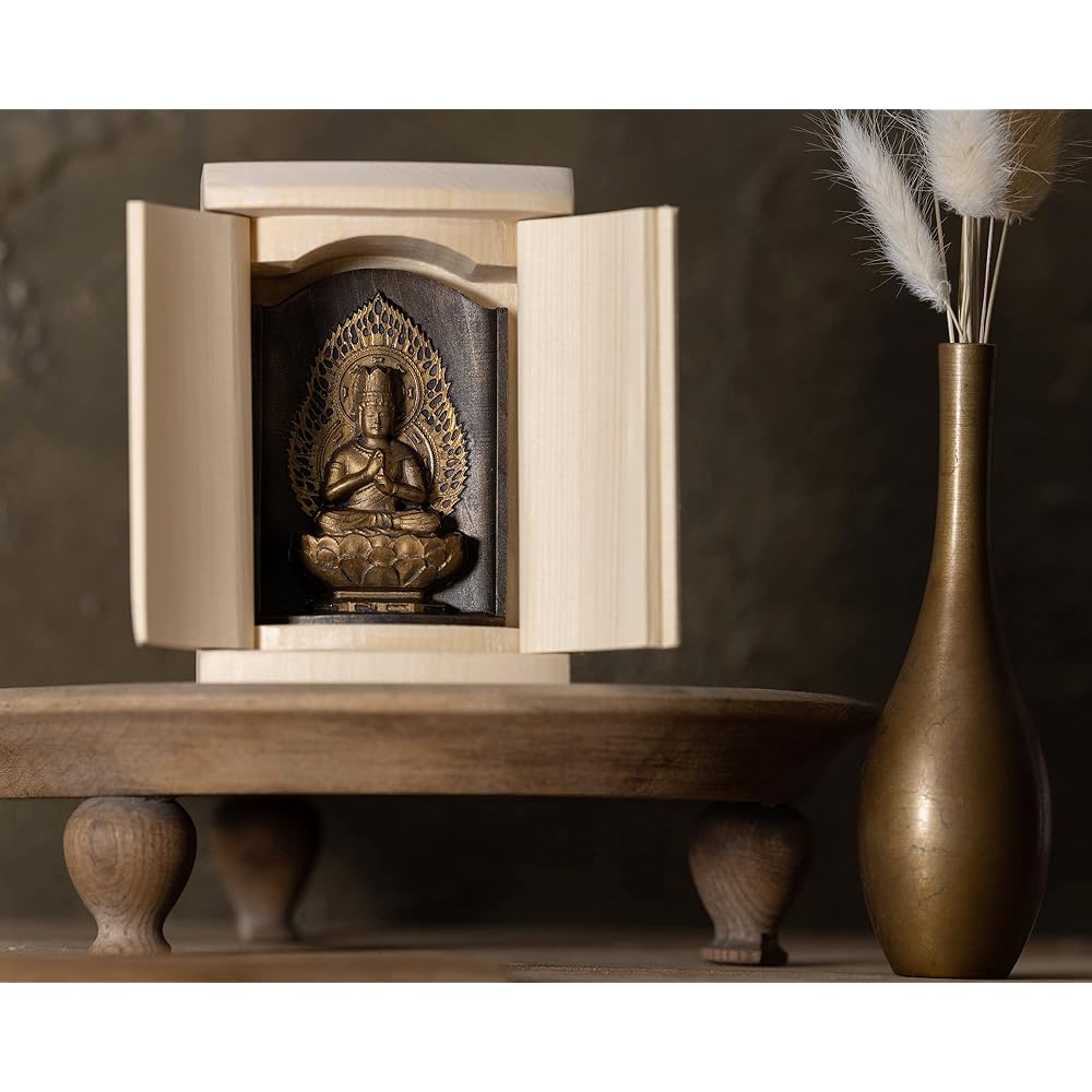 Zeku Dainichi Nyorai Buddha statue with Zushi (golden antique finish) Mount Jyujuin prayer _ Born in the Year of the Monkey Twelve Zodiac Amulet Main Image Zodiac (T00254-F