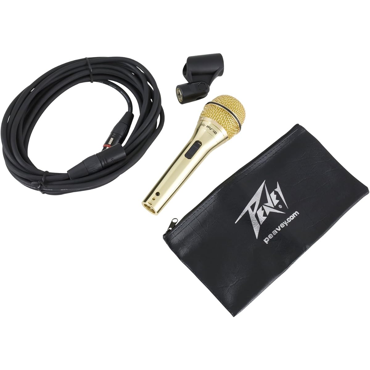 Peavey Pvi 2 Dynamic Gold Vocal Cardiod Microphone with XLR Cable and Clip by Peavey