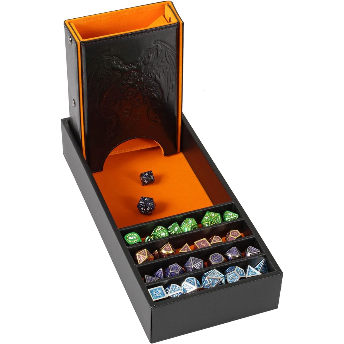 Forged Dice Co. Citadel Dice Tray and Dice Tower - DnD Dice Tray Dice Skin Tray Dice Kit Box for Dice and Removable Dice Tower - 3-in-1 Dice Rolling Tray Storage and Tower - Perfect for RPGs and Tabletop Games