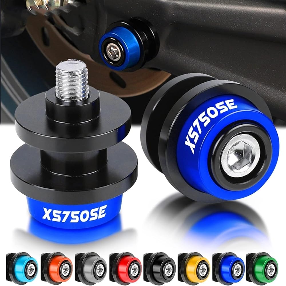 DOOREX Motorcycle Accessories 6mm Stand Screw CNC Aluminum Swingarm Slider Spool For Yamaha XS750SE 1979-1982 1981 1980 Swingarm Slider Spool (Size : Gold XS750SE LOGO)