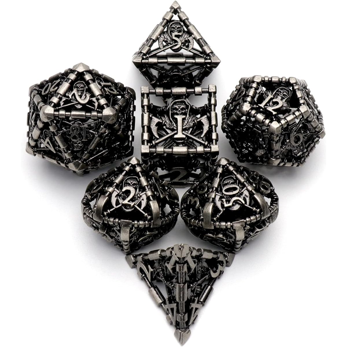DND Dice, Metal Gamecube Dungeons and Dragons Dice Set HNCCESG Hollow Reaper D&D Dice Polyhedral Dice Set Pathfinder MTG RPG DND Dice Set W20 W12 W10 W8 W6 W4 (Deathsplitter)