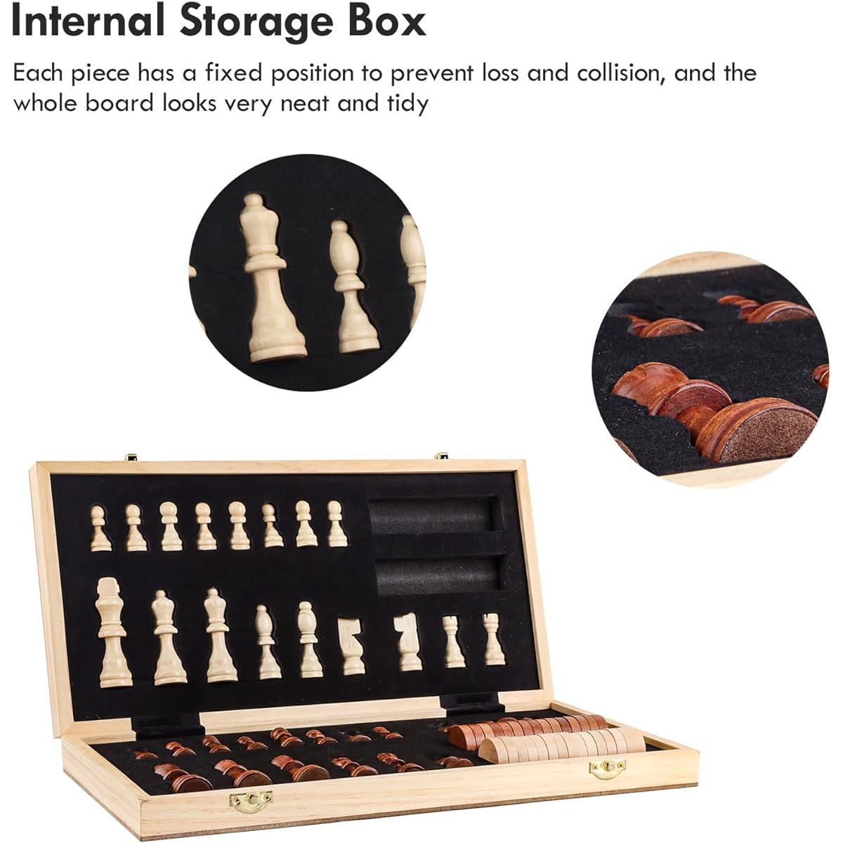 Colawind Chess Set, Travel Chess Set, Chess and Checkers Game Set, 15" Magnetic Chess Set with 2 Extra Queens, Checkers Game for Kids & Adults