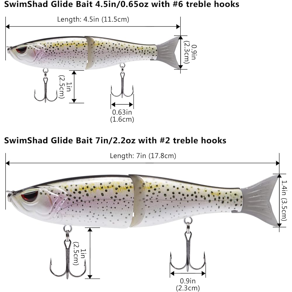 Bassdash Lure Bass Fishing Seabass Fishing Big Bait 7inch/4.5inch Hard Lure Fishing Bait (Glide bait)