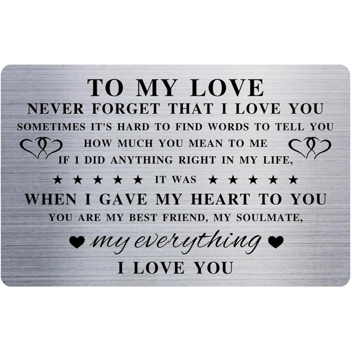 Hesena When I Say I Love You More Stainless Steel Insert Card - Sentimental Anniversary Gifts for Boyfriend or Girlfriend, I Love You Cards Romantic Gifts for Him or Her... (Silver 4)