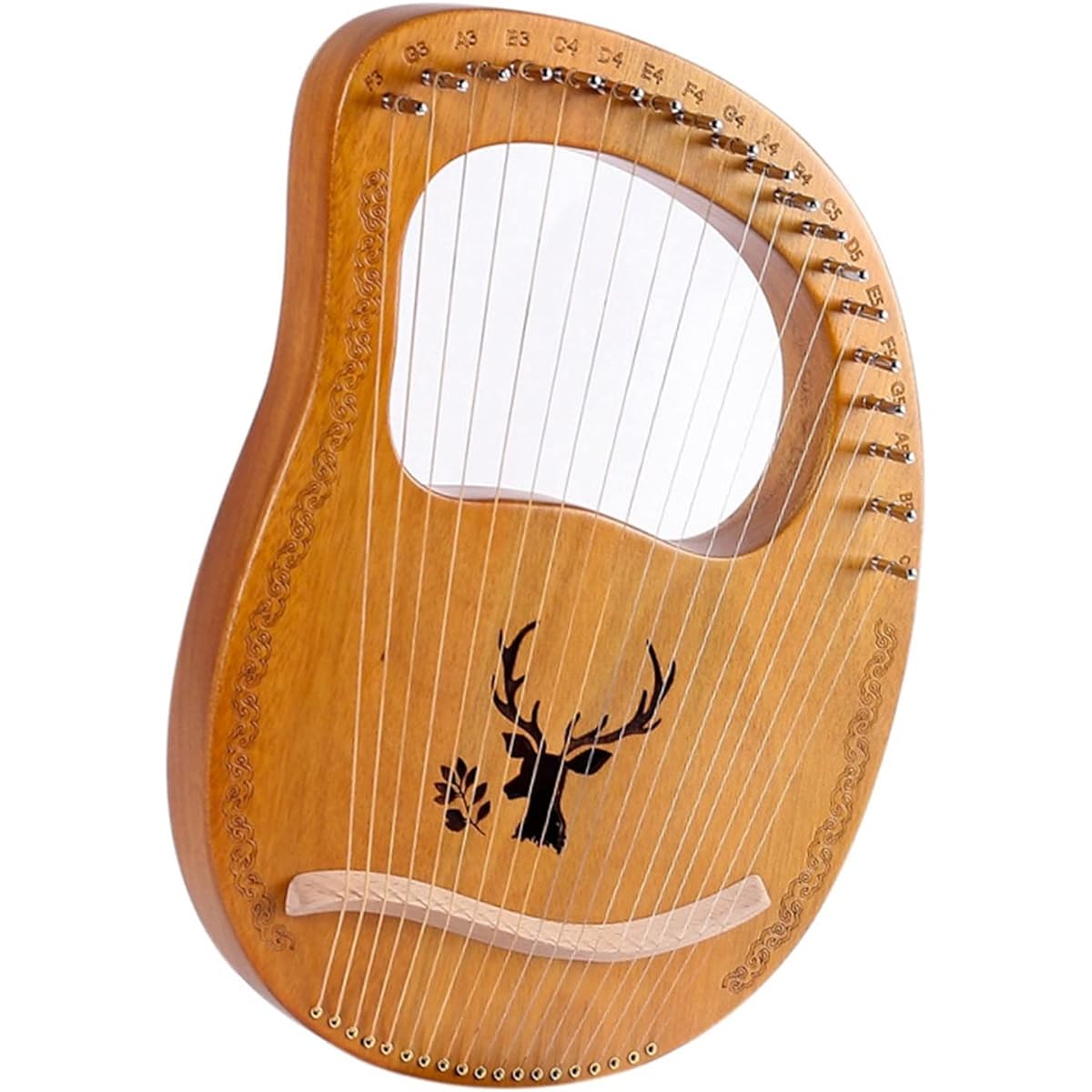 WowZza Harp 19 String Wooden Lyre Harp Musical Instrument Stringed Instrument with Tuning Wrench and Strings