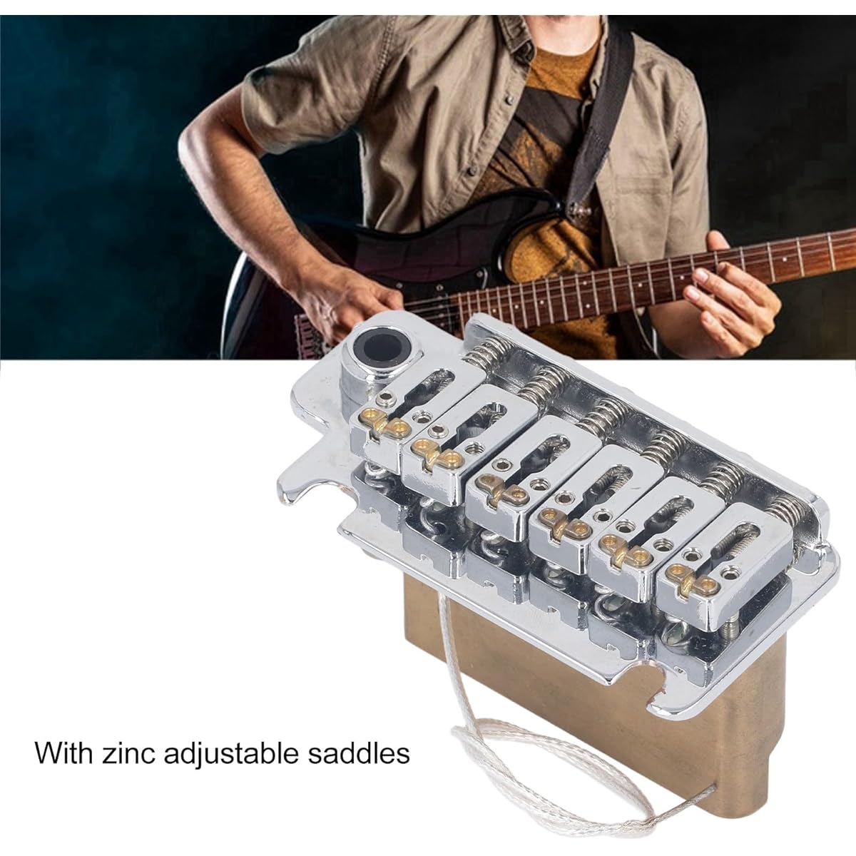 Electric Guitar Bridge, 2-Point Design CNC Machined Durable Guitar Tremolo Bridge Great Compatibility Easy to Install Brass Block