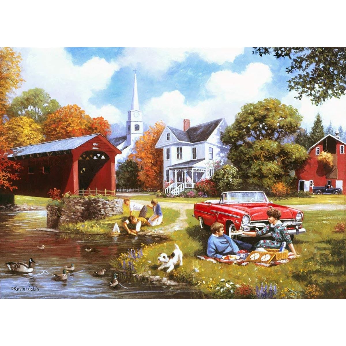 Wooden Jigsaw Puzzle - Lazy Days by Kevin Walsh - 358 Pieces Made in the USA by Nautilus Puzzles