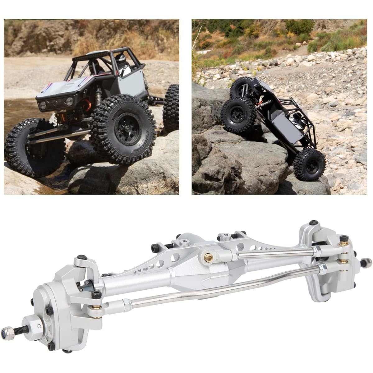 XTevu RC Front Axle - Aluminum Alloy Remote Control Crawler Metal Front Portal Axle Assembly for Axial Capra 1.9 UTB RC Car