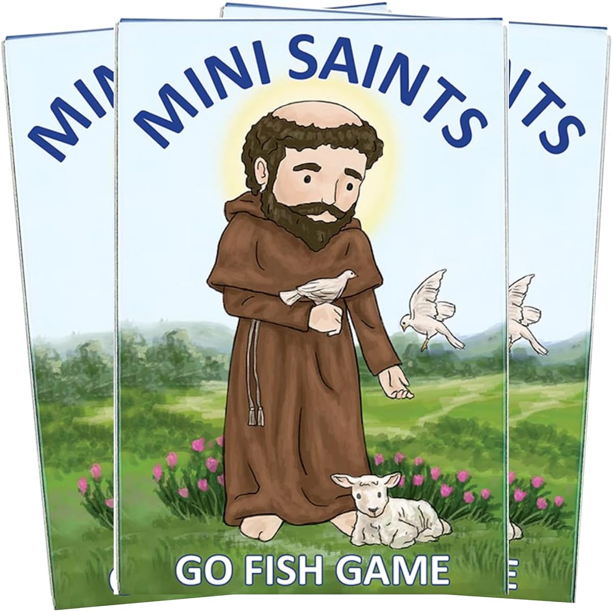 Catholic Saints Miniature Go Fish Matching Card Set, Sunday School Church Classroom Educational Tools and Supplies, Fun Devotion Gift for Catholics, 3 Card Pack, 54 Count