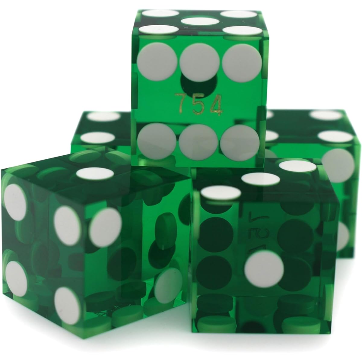 CGS 19mm Professional Casino Dice - Set of 5 Green Dice - Razor Edge Matching Cereal Set - Authentic Las Vegas Dice Experience for Craps and More