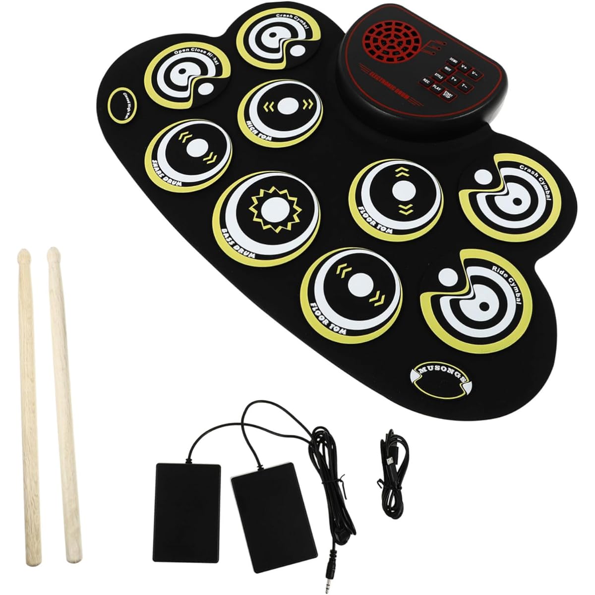 VINTORKY 1 Set Hand Wind Electronic Drum Musical Drum Toy Kids Drum Simple Drum Delicate Percussion Pedal Musical Instrument Drum Practice PVC