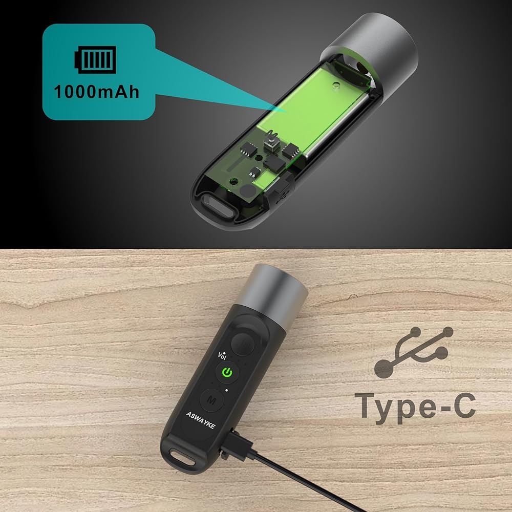 ASWAYKE Electronic Whistle IPX5 Waterproof Loud Volume 125db Rechargeable 1000mAh [4 Levels 3 Types of Whistle Sounds] Electronic Whistle Sports Referee Disaster Prevention Security K1 Black