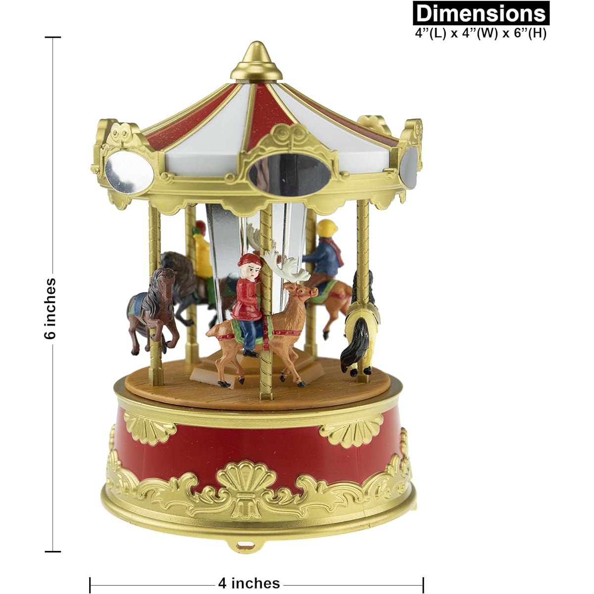 Clever Creations Christmas Mini Carousel Music Box LED Light Show Musical Decoration