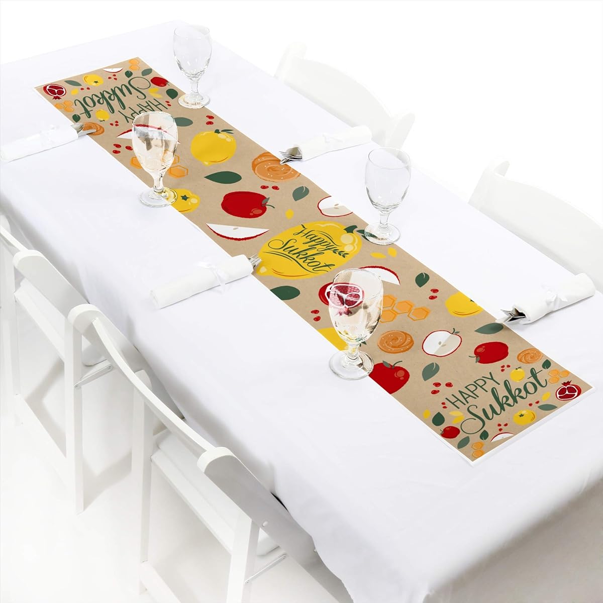 Big Dot of Happiness Sukkot - Petit Sukkot Jewish Holiday Paper Table Runner - 12 x 60 inches